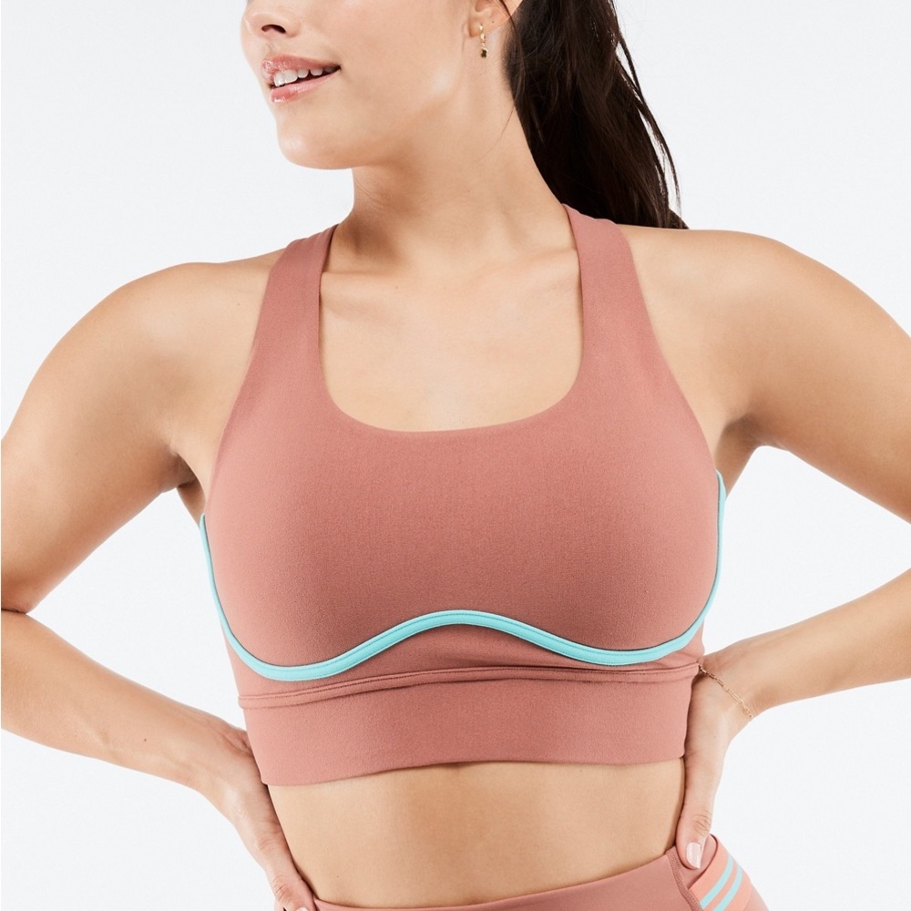 FABLETICS | FREYS SCULPTKNIT HIGH IMPACT SPORTS BRA TERRA/POOL/CORAL XS / SMALL